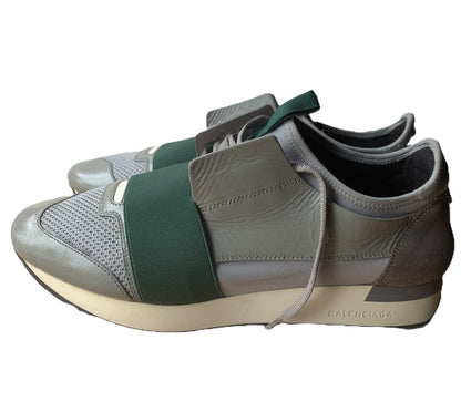 Balenciaga Trainers Race Silver & Green