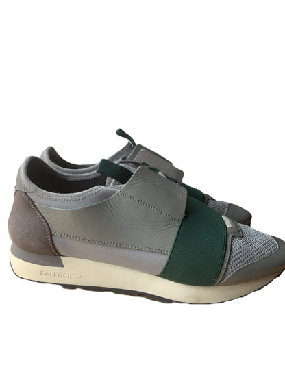 Balenciaga Trainers Race Silver & Green