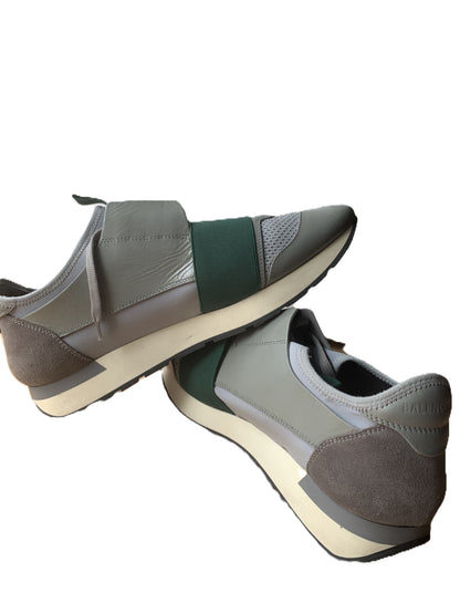 Balenciaga Trainers Race Silver & Green