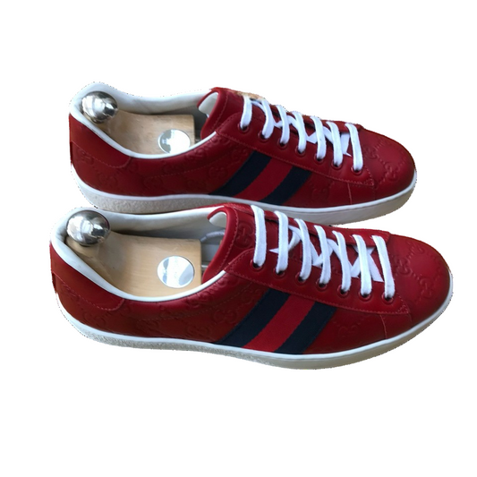 Gucci Ace Red Sneaker With Web